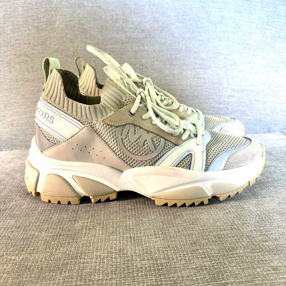 Michael Kors Lucas Trainer Sneakers Men's Size 9.5 Tan White Green - Picture 8 of 8